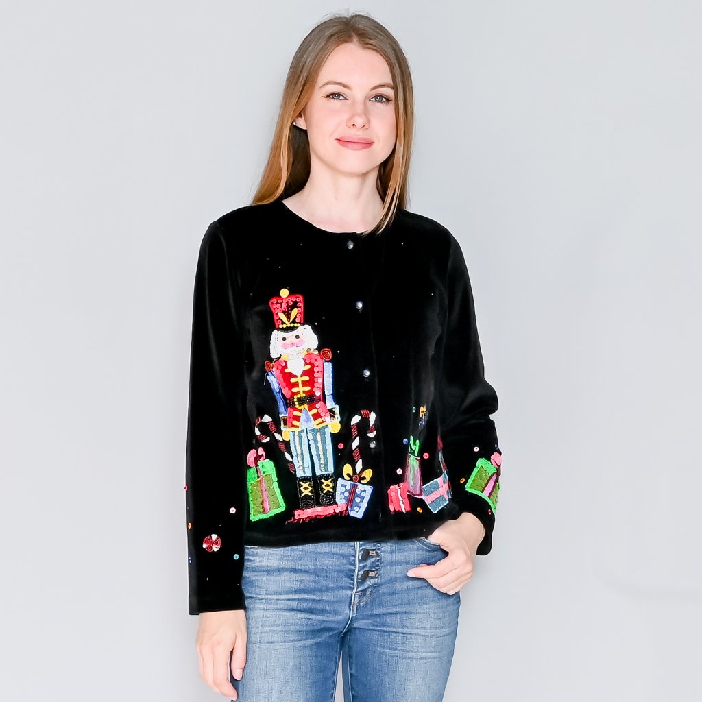 Vintage Michael Simon Event Velvet Christmas Cardigan